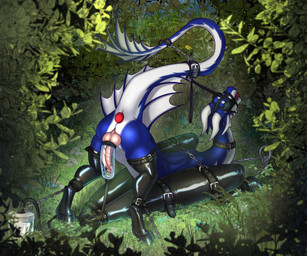 2_horns anal anal_penetration armwear bdsm bodily_fluids bondage bondage_gear bondage_gloves boots bound bridle buttplug chain clothing erection feral footwear gag genital_fluids genitals gloves handwear hoof_boots hoof_gloves horn knot latex latex_armwear latex_clothing latex_gloves latex_handwear latex_legwear legwear machine male milking_machine object_in_ass outside penetration penile penis penis_milking petplay plug_(sex_toy) ponyplay roleplay sex_toy sex_toy_in_ass sex_toy_insertion shoes solo submissive tail tail_bondage tail_tied tight_clothing gotikamaamakitog mythology azmerond dragon mythological_creature mythological_scalie scalie digital_drawing_(artwork) digital_media_(artwork) hi_res