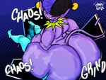 belly big_butt butt butt_smother clothing clown duo ejaculation face_smothering facesitting fool's_hat hat headgear headwear huge_butt jester male male/male not_furry overweight overweight_male sitting_on_another smothering dumpyseggs deltarune undertale_(series) jevil_(deltarune) kris_(deltarune) human humanoid imp mammal 4:3 absurd_res hi_res