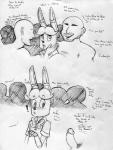 2015 animatronic anthro black_and_white blush bodily_fluids bow_(feature) bow_tie buckteeth dialogue disembodied_penis drooling english_text erection faceless_character faceless_male five_nights_at_freddy's five_nights_at_freddy's_2 genitals group human inkyfrog lagomorph leporid machine male male/male mammal monochrome penis rabbit robot saliva scottgames simple_background solo_focus teeth text toy_bonnie_(fnaf) traditional_media_(artwork) white_background