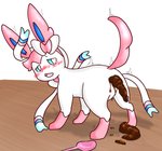 ambiguous_gender blush bodily_fluids drooling enema enema_bulb feces feral looking_back open_mouth pooping saliva scatplay shaking solo standing tears trembling nekosuna5115 nintendo pokemon eeveelution generation_6_pokemon pokemon_(species) sylveon hi_res