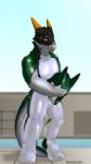 bound clothing encasement pool_toy poolside solo suit tail vinly dizrahk_(artist) kronas rakito sergal 9:16 absurd_res hi_res