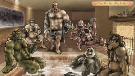 abs anthro arm_hair belly belly_hair body_hair bulge chest_hair clothing detailed_bulge ear_piercing eyebrows facial_hair flaccid forearm_hair forearms genitals group hairy half-erect hot_tub humanoid_genitalia humanoid_penis male mini_game muscular muscular_male nipples nude overweight pecs penis piercing pubes realistic_penis_size small_penis tail thick_eyebrows tongue underwear water captaingerbear mythology grant_(captaingerbear) pan_(captaingerbear) bear canid canine canis giant_panda human humanoid mammal mythological_canine mythological_creature orc werecanid werecanine werecreature werewolf wolf