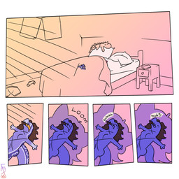 ambiguous_gender anthro bedroom duo morning nude sleeping scalesack_(hex) booger_(bxxpie) hexel_(scalesack) hog-nosed_snake mammal reptile rodent scalie sciurid snake tree_squirrel 1:1 comic hi_res