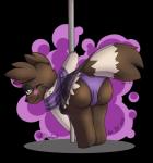 anthro anthrofied black_nose blep blush bottomwear brown_body brown_eyes brown_fur bulge butt claws clothed clothing dancing femboy fur looking_at_viewer looking_back male markings multicolored_body multicolored_fur panties pole pole_dancing presenting presenting_hindquarters rear_view simple_background skirt slightly_chubby smile solo standing striped_body striped_fur striped_markings striped_tail stripes tail tail_markings tail_under_skirt toe_claws tongue tongue_out transparent_background two_tone_body two_tone_fur underwear young young_anthro dinogoat nintendo pokemon zyryuzagoon generation_3_pokemon mammal pokemon_(species) zigzagoon 2015 alpha_channel digital_drawing_(artwork) digital_media_(artwork) signature watermark