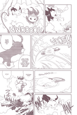 7_panel_comic ambiguous_gender beak cheek_spots cloud dialogue ellipsis exclamation_point eyes_closed feet feral fluffy flying fur group leaf looking_back looking_down motion_lines open_mouth outside plant scarf sound_effects speech_bubble tail talking_to_another talons text toes tongue tree trio wings umikit nintendo pokemon pokemon_mystery_dungeon spike_chunsoft gladdiop_(aots) koko_(aots) muro_(aots) altaria generation_2_pokemon generation_3_pokemon generation_5_pokemon petilil pichu pokemon_(species) 2025 comic english_text monochrome female_(lore)