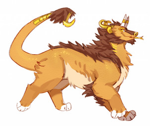 back_tuft beard brown_beard brown_body brown_facial_hair brown_fur chest_tuft facial_hair feral fur leg_tuft looking_at_viewer male mouth_closed narrowed_eyes side_view simple_background solo standing tan_body tan_fur tuft unsigned white_background yellow_body yellow_eyes yellow_fur yellow_nose asnnonaka arachnid arthropod felid hybrid lion mammal pantherine scorpion digital_media_(artwork) full-length_portrait portrait shaded