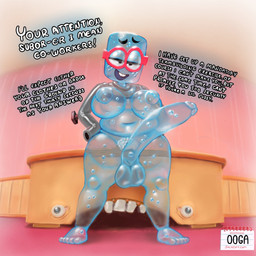 balls belly big_balls big_penis breasts bribery_with_sex bubble desk eyewear feet freckles furniture genitals glasses gynomorph huge_penis intersex manipulation nerd nude offering_sex penis solo standing table text translucent translucent_body water oogabutt jackbox_games job_job the_jackbox_party_pack m._bubbles animate_inanimate humanoid 1:1 2025 english_text hi_res watermark