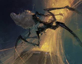 6_eyes ambiguous_gender anthro black_body fingers fur multi_eye multi_limb solo thread somewhatirked hollow_knight:_silksong hollow_knight_(franchise) team_cherry widow_(hollow_knight:_silksong) arachnid arthropod 2025 digital_media_(artwork) hi_res painting_(artwork) female_(lore)