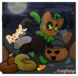 anus backsack balls big_butt black_sclera blush blush_lines blush_stickers border breath butt candy candy_corn chewing colored_feces dessert embarrassed erection excessive_feces eyes_closed feces feces_pile feral food food_feces for_a_head fruit genitals glowing glowing_eyes green_blush green_eyes heart_symbol looking_back male male_pooping moon multicolored_feces night orange_feces paw_pose paws penis plant pooping pooping_on_grass pose pumpkin pumpkin_head quadruped rear_view scatplay solo sound_effects text unusual_feces white_border white_feces yellow_feces fairyfudge pumkat domestic_cat elemental_creature felid feline felis flora_fauna mammal object_head artist_name digital_media_(artwork)