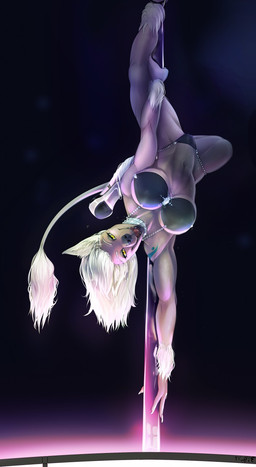anthro arm_tuft athletic athletic_anthro athletic_female big_breasts bikini biped black_nose breasts claws clothing collar dancing eyeshadow female flexible footwear fur hair hairless high_heels jewelry leg_tuft looking_at_viewer makeup mature_anthro mature_female navel open_mouth pole pole_dancing shoes simple_background smile solo stripper stripper_pole swimwear tail tail_tuft tattoo tuft two-piece_swimsuit upside_down white_body white_fur white_hair sepiaflux sixty canid canine canis chinese_crested_dog domestic_dog hairless_dog mammal toy_dog digital_media_(artwork) hi_res