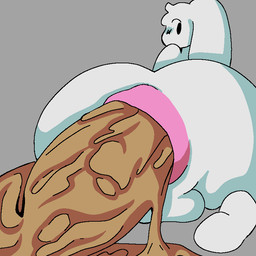 anthro dot_eyes excessive_feces feces hyper hyper_feces looking_at_feces looking_back male pooping pooping_on_floor simple_background simple_eyes sitting sitting_on_ground solo white_body swirlspicysoup lagomorph leporid mammal rabbit 1:1