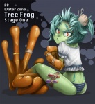 clothing female green_hair hair panties solo text underwear vial whistlinfrog pocket_pussies amphibian amphibian_humanoid animal_humanoid frog frog_humanoid humanoid red-eyed_treefrog tree_frog english_text