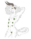 4_ears 4_horns anthro biped clover_(plant) clover_leaf female flat_chested four_leaf_clover fur green_eyes grey_body grey_fur grey_hair hair hand_behind_head horn leaf markings multi_ear multi_horn multi_nipple multicolored_body multicolored_fur nipples nude_anthro nude_female pink_nose plant simple_background smile solo spots spotted_body spotted_fur two_tone_body two_tone_fur white_background white_body white_fur halbean guild_wars purna_whitewillow charr felid mammal 2023 4:5 absurd_res digital_media_(artwork) hi_res