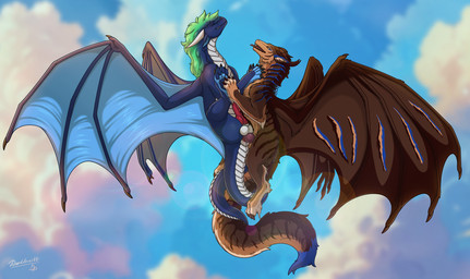anal anal_penetration animal_genitalia anus balls blue_body blue_pawpads bodily_fluids brown_body brown_fur claws clenched_teeth duo erection eyes_closed feet feral feral_on_feral feral_penetrated feral_penetrating feral_penetrating_feral finger_claws flying fur genital_fluids genitals green_hair hair horn knot knotted_penis long_tail male male/male male_penetrated male_penetrating male_penetrating_male membrane_(anatomy) membranous_wings midair midair_sex pawpads penetration penile penile_penetration penis pink_penis scales sex sheath short_hair side_view sky skyscape spread_wings stripes tail tail_coil teeth toe_claws toes tongue ventral_scales wings yellow_eyes darkforestt dirty.paws european_mythology mythology nixiris_(nixiris) dragon furred_dragon furred_scalie mythological_creature mythological_scalie scalie western_dragon hi_res
