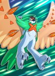 abstract_background ambiguous_gender angry anthro attack beak big_tail big_wings blue_beak claws clothing feathered_tail feathered_wings feathers featureless_crotch feet glistening glistening_body glistening_feathers green_background green_body green_feathers green_tail green_tail_feathers half-closed_eyes hoodie long_tail looking_away multicolored_eyes narrowed_eyes nude orange_body orange_eyes orange_feathers pose round_eyes shadow simple_background solo spread_wings tail tan_body tan_feathers topwear two_tone_eyes white_background white_body white_feathers wings elementaldraws nintendo pokemon avian decidueye generation_7_pokemon pokemon_(species) 2022 absurd_res detailed hi_res portrait watermark