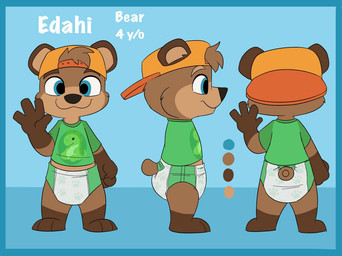 anthro biped clean_diaper clothed clothed_anthro clothed_male clothing color_swatch diaper front_view fur hair male male_anthro pull-ups_(diaper) rear_view side_view solo standing tail text toddler wearing_diaper young young_anthro young_male baltnwolf bear mammal digital_media_(artwork) model_sheet
