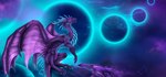 ambiguous_gender blue_body blue_horn blue_scales blue_spikes claws fantasy feral flying horn looking_up planet purple_body purple_scales scales solo space star tail wings selianth mythology dragon mythological_creature mythological_scalie scalie hi_res