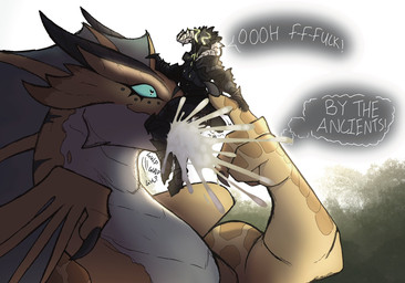 armor bestiality bodily_fluids claws cum cum_in_mouth cum_inside dialogue duo excessive_cum excessive_genital_fluids faceless_character faceless_male female female_penetrated feral feral_penetrated frill_(anatomy) genital_fluids head_crest head_frill horn human_on_feral human_penetrating human_penetrating_feral interspecies larger_female larger_penetrated lay_the_dragon leaking_cum male male/female male_penetrating male_penetrating_female oral oral_penetration penetration pupils sex size_difference slit_pupils smaller_male text wings yaboinoir mythology dorophus vronti dragon human mammal mythological_creature mythological_scalie scalie english_text hi_res