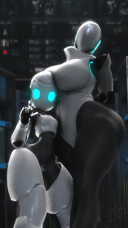 big_breasts biped black_body blue_eyes boob_hat bottom_heavy breast_size_difference breasts butt clothing curvy_figure cybernetics duo empty_eyes featureless_face female front_view gesture glowing hand_gesture hands_behind_back head_tilt huge_hips leotard machine midriff nipple_outline not_furry raised_hand size_difference small_breasts standing thick_thighs tight_clothing v_sign white_body white_clothing white_leotard wide_hips adriandustred disney fireball_(disney) haydee_(game) drossel_von_flugel_(fireball) haydee android cyborg humanoid robot robot_humanoid 2019 3d_(artwork) 4k 9:16 absurd_res digital_media_(artwork) hi_res signature source_filmmaker_(artwork)