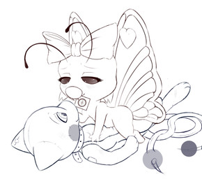 2_tails 3_fingers 3_toes antennae_(anatomy) anthro biped blush blush_lines bow_only bow_ribbon condom condom_wrapper digitigrade duo eye_contact eyelashes fangs feet female fingers hand_on_chest heart_symbol interspecies looking_at_another male male/female multi_tail nude nude_anthro nude_female nude_male plushie semi-anthro sexual_barrier_device simple_background stitch_(sewing) tail teeth toes white_background wings meraence nintendo pokemon buttershe dragonchu_(character) fan_character arthropod butterfly butterfree dragonair generation_1_pokemon hybrid insect legendary_pokemon lepidopteran mew_(pokemon) pikachu pokemon_(species) 2015 digital_drawing_(artwork) digital_media_(artwork) hi_res sketch