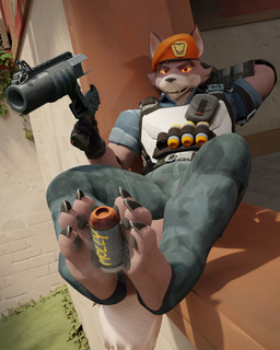 3_toes anthro black_pawpads bodily_fluids brown_body brown_fur brown_hair claws eyebrows feet foot_fetish foot_focus fur hair hindpaw looking_at_viewer lying male muscular musk orange_eyes outside pawpads paws solo sweat tail toes coldwhim3d riot_games tencent valorant brimstone_(valorant) coldwhim canid canine fox mammal absurd_res digital_media_(artwork) hi_res