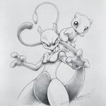 3_fingers ambiguous_gender duo feral fingers long_tail looking_at_viewer simple_background tail white_background itsbirdyart nintendo pokemon felid feline generation_1_pokemon legendary_pokemon mammal mew_(pokemon) mewtwo pokemon_(species) 1:1 2014 graphite_(artwork) greyscale monochrome shaded traditional_media_(artwork)