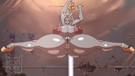 anthro antlers anus areola big_breasts big_butt biped blush bodily_fluids breasts butt clitoris clothing female flexible footwear genitals glistening glistening_anus glistening_areola glistening_body glistening_breasts glistening_butt glistening_genitalia glistening_nipples glistening_thighs glistening_vulva grey_body high_heels horn huge_breasts huge_butt huge_thighs long_legs nipple_dip nipples platform_footwear platform_heels plump_labia shoes solo splits spread_legs spreading sweat text thick_thighs vulva wide_hips revifrry sound_warning pseudoregalia sybil_(pseudoregalia) jackalope lagomorph mammal 16:9 animated long_playtime sound video widescreen