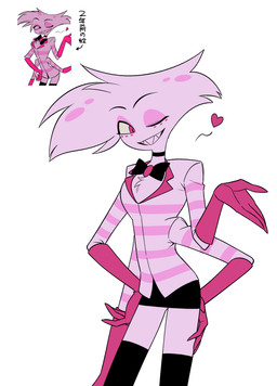 4_arms chest_tuft clothed clothing heart_symbol male multi_arm multi_limb simple_background solo tuft white_background enaic31 hazbin_hotel hellaverse angel_dust arachnid arthropod demon humanoid spider absurd_res hi_res redraw reference_image