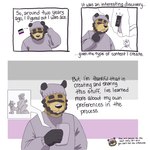anthro asexual_pride_colors beanie beard black_ears black_hands black_nose brown_body brown_fur clothing collared_shirt eyebrows eyes_always_closed eyes_closed facial_hair frown fur grey_beanie grey_clothing grey_hat grey_headwear grey_sweater grey_topwear hat headgear headwear lgbt_pride male polo_shirt pride_colors shirt simple_background smile stubble sweater text thick_eyebrows topwear whisker_spots p_rindustries chuck_(p_rindustries) elubbb_(p_rindustries) p_rindustries_(p_rindustries) will_(p_rindustries) canid canine canis dobermann domestic_cat domestic_dog equid equine felid feline felis horse mammal pinscher raccoon_dog tanuki 1:1 censored comic english_text hi_res