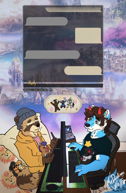 clothing comfy computer duo electronics gaming gradient_background male playing_video_game plushie simple_background sweater topwear mrdarknesswolf final_fantasy final_fantasy_xiv square_enix chuck_(p_rindustries) dantalos elubbb_(p_rindustries) mrdarknesswolf_(character) p_rindustries_(p_rindustries) will_(p_rindustries) canid canine canis demon felid feline hrothgar hybrid mammal miqo'te procyonid raccoon wolf absurd_res hi_res wallpaper