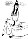 2020 antelope anthro bovid bra clothing comic english_text female fur gazelle hair hooves horn long_hair looking_back mammal miss_thompson_(tegerio) monochrome navel panties solo tegerio text underwear