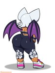 anthro big_butt bottomwear butt clothing female footwear membrane_(anatomy) membranous_wings pants rear_view shoes simple_background solo tail thick_thighs tight_bottomwear tight_clothing tight_pants white_background wings yoga_pants omegasunburst sega sonic_riders sonic_the_hedgehog_(series) rouge_the_bat bat mammal 2025 hi_res