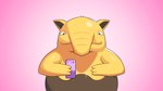 anthro black_eyes brown_body front_view holding_object looking_down solo yellow_arms yellow_body yellow_ears yellow_fingers drunk_oak nintendo pokemon drowzee generation_1_pokemon pokemon_(species) 16:9 2023 hi_res widescreen