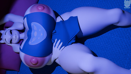anthro apron apron_only areola bed clothing delta_rune_(emblem) eyebrows eyewear female floppy_ears fur furniture glasses horn looking_at_viewer nipples on_bed pillow solo symbol white_body white_fur roflfox_(artist) bom39_(modeler) undertale_(series) toriel 2026 blender_(artwork) digital_media_(artwork) hi_res