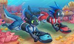 anthro duo male submarine tail vehicle watercraft blazemizu mythology corops_blackscale kibble_(arthagk) dragon kobold mythological_creature mythological_scalie scalie wingless_dragon 5:3