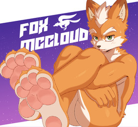 4_toes 5_fingers anthro biped black_nose blush blush_lines bodily_fluids brown_ear_tips butt cheek_tuft claws countershade_butt countershade_face countershade_feet countershade_fur countershade_hands countershade_torso countershading dipstick_ears ear_markings eyebrows facial_tuft feet fingers foot_focus fur glistening glistening_eyes green_eyes hindpaw holding_both_legs looking_at_viewer male male_anthro markings multicolored_body multicolored_ears multicolored_fur name_drop nude nude_anthro nude_male open_mouth orange_body orange_fur pawpads paws pink_pawpads plantigrade solo sweat toe_claws toes tongue tuft white_body white_countershading white_eyebrows white_fur krayboost nintendo star_fox fox_mccloud canid canine fox mammal 2026 digital_drawing_(artwork) digital_media_(artwork) hi_res shaded