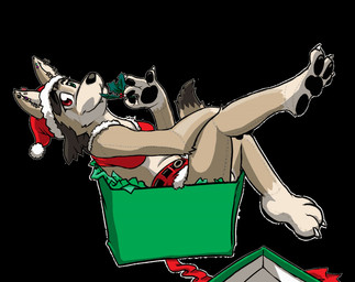 anthro black_background bottomwear box brown_hair christmas_clothing christmas_headwear christmas_present clothing container crop_top ear_piercing ear_ring featureless_crotch female female_anthro gift gift_box hair hat headgear headwear holidays holly_(plant) looking_at_viewer null pawpads paws piercing plant plushie ring_piercing santa_hat shirt simple_background sitting skirt solo tan_body topwear fennecfaux christmas animate_inanimate canid canine fennec_fox fox living_plushie mammal true_fox