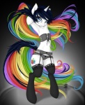 anthro blue_eyes clothing corset cutie_mark female garter_belt garter_straps hair horn legwear lingerie multicolored_hair panties rainbow_hair solo stockings tail topwear underwear tt-n hasbro my_little_pony mythology colour_splash fan_character equid equine mammal mythological_creature mythological_equine unicorn 2012