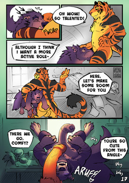 animal_noises anthro anthro_on_anthro anthro_penetrated anthro_penetrating anthro_penetrating_anthro balls barking big_balls big_penis blush bodily_fluids book deep_penetration deep_throat dialogue dominant dominant_male drooling duo erection facial_scar fellatio fur genital_fluids genitals glowing glowing_eyes half-closed_eyes huge_balls huge_penis humanoid_genitalia humanoid_penis hyper hyper_genitalia hyper_penis hypnosis larger_male larger_penetrated larger_sub lying male male/male male_penetrated male_penetrating male_penetrating_male mind_control muscular narrowed_eyes nipple_piercing nipples nude on_back open_mouth oral oral_penetration paper penetration penile penile_penetration penis piercing potion potion_bottle ringed_eyes saliva scar sex size_difference small_top_big_bottom smaller_male smile speech_bubble stripes submissive submissive_male tail tail_motion tailwag text tongue tongue_out picantetortuga mythology darius_(picantetortuga) juno_(picantetortuga) canid canine felid mammal mythological_canine mythological_creature pantherine tiger werecanid werecanine werecreature absurd_res comic digital_media_(artwork) english_text hi_res