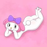 anthro butt embarrassed female nude solo k-cxvii onegai_my_melody sanrio my_melody humanoid lagomorph leporid mammal rabbit 1:1 absurd_res hi_res