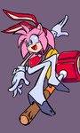 anthro bow_tie bunny_costume clothing costume fake_ears fake_rabbit_ears fake_rabbit_tail fake_tail female floating footwear gloves hammer handwear high_heels looking_aside maul open_mouth shoes simple_background solo standing_on_object tools randomguy999 fooly_cooly sega sonic_the_hedgehog_(series) amy_rose haru_(fooly_cooly) eulipotyphlan hedgehog mammal absurd_res hi_res