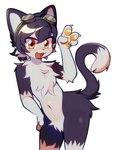 anthro biped black_body black_fur brown_eyes fur looking_at_viewer male nude_anthro nude_male slim_anthro slim_male solo white_body white_fur bobbipup domestic_cat felid feline felis mammal 2024 hi_res