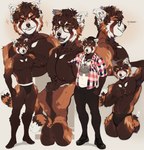 2022 abs absurd_res ailurid anthro brown_body brown_fur bulge butt clenched_teeth clothed clothing eyewear fur glasses hi_res kasusei looking_back male mammal maremare markings model_sheet multicolored_body multicolored_fur muscular muscular_anthro muscular_male nipples open_mouth red_panda sei_kasu smile solo striped_markings striped_tail stripes tail tail_markings teeth underwear underwear_only white_body white_fur
