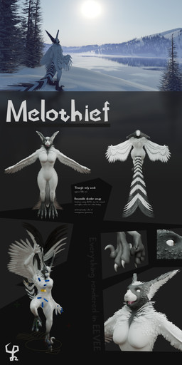 4_fingers 4_toes anthro black_feet breasts claws close-up evergreen_tree feathers featureless_breasts featureless_crotch feet female fingers front_view grey_eyes long_tail outside plant rear_view snow solo sun tail tail_feathers text toes tree water white_body white_feathers white_inner_ear white_nose winged_arms wings f277f4 melothief hybrid 1:2 3d_(artwork) 3d_model_showcase absurd_res blender_(artwork) blender_eevee_(artwork) digital_media_(artwork) english_text hi_res signature
