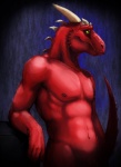 abs anthro biceps big_muscles biped green_eyes male muscular muscular_anthro muscular_male nipples nude pecs pose red_body scales smile solo standing tail vein yellow_sclera reddyeno5 brunalli microsoft mythology the_elder_scrolls brun_(brunalli) argonian dragon mythological_creature mythological_scalie scalie digital_media_(artwork) half-length_portrait hi_res portrait