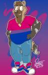 anthro belly bisexual_pride_colors black_nose brown_body brown_eyes brown_fur chain clothing footwear frohawk fur gold_(metal) gold_chain hair jewelry lgbt_pride male multicolored_body multicolored_fur necklace pride_color_clothing pride_color_footwear pride_color_shirt pride_color_shoes pride_color_topwear pride_colors shirt shoes sneakers solo topwear romecartoons darius_davis african_wild_dog canid canine mammal 2019 absurd_res digital_media_(artwork) hi_res