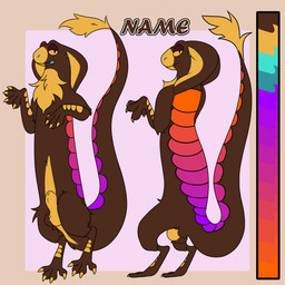 animal_genitalia anthro arm_scales backsack ball_tuft balls belly_tuft blue_accents brown_body brown_fur chest_tuft claws feet finger_claws fingers forked_tongue front_view fully_sheathed fur genitals gradient gradient_scales long_body long_tail looking_at_viewer looking_back male markings multicolored_body multicolored_scales navel_tuft nude palette penis pupils rear_view scale_markings scales sheath simple_background slit_pupils smile snake_hood solo standing tail tail_tuft text toe_claws toes tongue tongue_out tuft yellow_body yellow_eyes yellow_fur goldnamaterasu mythology cobra dragon eastern_dragon furred_dragon furred_scalie gecko hybrid lizard mythological_creature mythological_scalie reptile scalie snake 1:1 digital_media_(artwork) hi_res model_sheet