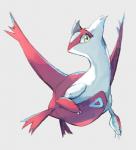 ambiguous_gender claws female grey_background looking_at_viewer nude simple_background solo white_background wings yellow_eyes 12takase14 nintendo pokemon generation_3_pokemon latias legendary_pokemon pokemon_(species) full-length_portrait hi_res portrait