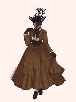 anthro antlers big_ears black_body black_fur black_hair boots bottomwear clothing ears_up eyes_closed female footwear fur hair horn shoes skirt solo goddamnitrobin aima_tahtivyo_(lynxzy) deer mammal new_world_deer reindeer 3:4 hi_res
