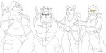 anthro big_breasts breasts clothing eyewear female fur glasses group hair jumpsuit overweight overweight_anthro overweight_female proton_pack simple_background thick_thighs white_background xxsparcoxx ghostbusters jill_(xxsparcoxx) letty_(xxsparcoxx) michelle_(xxsparcoxx) sophia_(xxsparcoxx) canid canine canis fox mammal wolf 2019 digital_media_(artwork) sketch